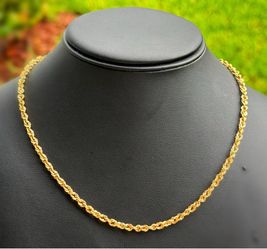 Jewelry 14k hollow yellow gold Rope necklace chain 18.00" 3.80mm width