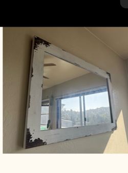 Large Mirror with White Wood Frame