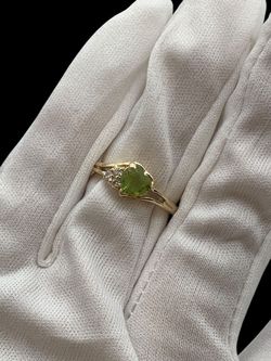 Ladies green heart stone ring #32006