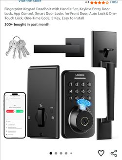 Brand New - Fingerprint Keypad Deadbolt with Handle Set, Keyless Entry Door