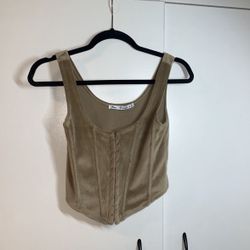 Size Medium Cute Brown Crop Tank Top Corset Style 
