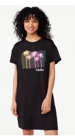 Woman's Print Sleepshirt with Pockets 