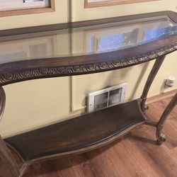 Entry table glass and wood