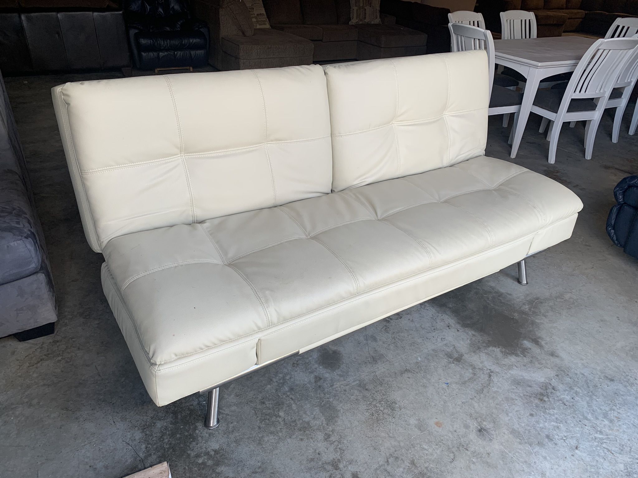 White Leather Electric Futon Couch “WE DELIVER”