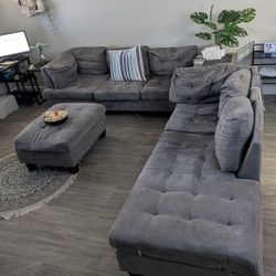 Micro Suede L Shaped Sectional Sofa Couch
