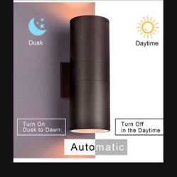 Outdoor Wall Lights Dusk to Dawn Outdoor Lighting Fixtures Wall Mount - 2 Light Bulbs Included, Modern Sconces Wall Lighting- Up Down Exterior Outdoor