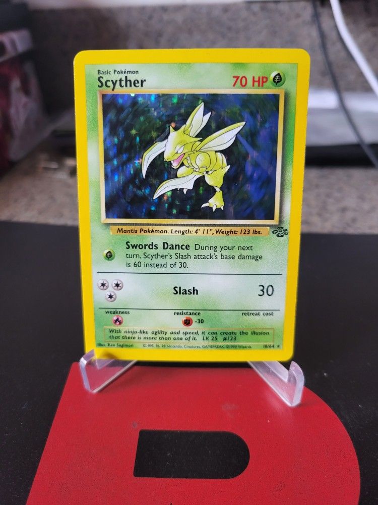 Scyther 10/64 Holo Rare Jungle Pokemon Card Near Mint