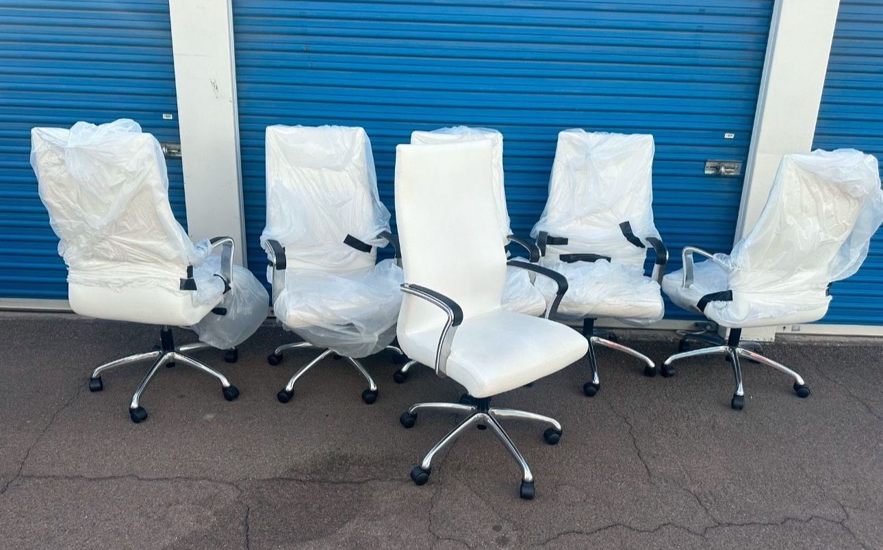 Steelcase White Leather Office Chairs