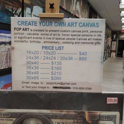 Price 40- 260 Canvis Printing