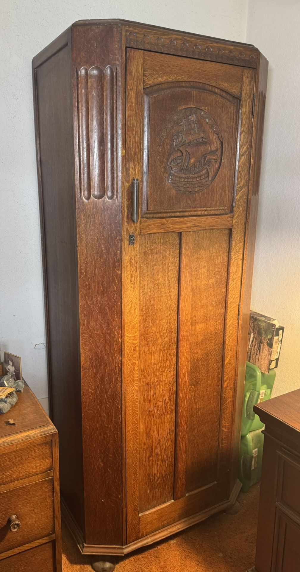 Antique Captains Ship Armoire - Oak