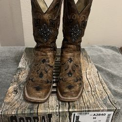 Corral Vintage cowgirl boots LD Ant. Saddle Black Sequin Fleur De Lis