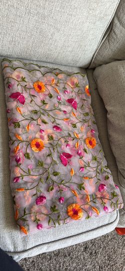 Embroidered dupatta long scarf organza