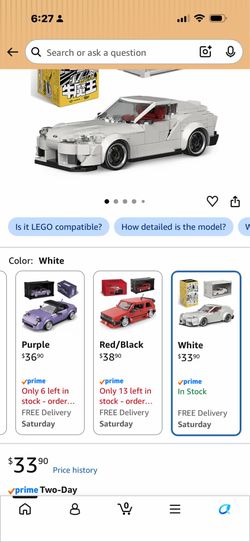 dOMOb Toyota Supra Car Building Kit – 367 pcs Building Blocks Set w/Container Display Box – Modular Scale 1:32 Model – Bricks Toy for Kids & Adults 8+