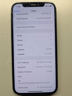iPhone 12 pro  128 unlocked broken screen / back glass