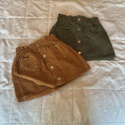 Old Navy Lot Of 2 Corduroy Skirts. Brown And Olive Green. Size 5T