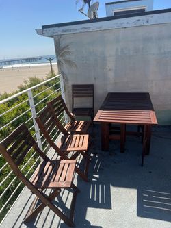 Outdoor Wood Folding Table and Chair Set