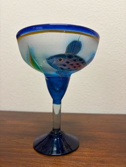 Hand-Painted Fish Margarita Glass