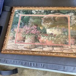   Vintage  Collectible Cat Wall Art  Print Original Signed By Artis Jane  Kraus Kamp  17 X13