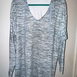 LuLaRoe Eliza Grey & Blue Hoodie - Size 2X