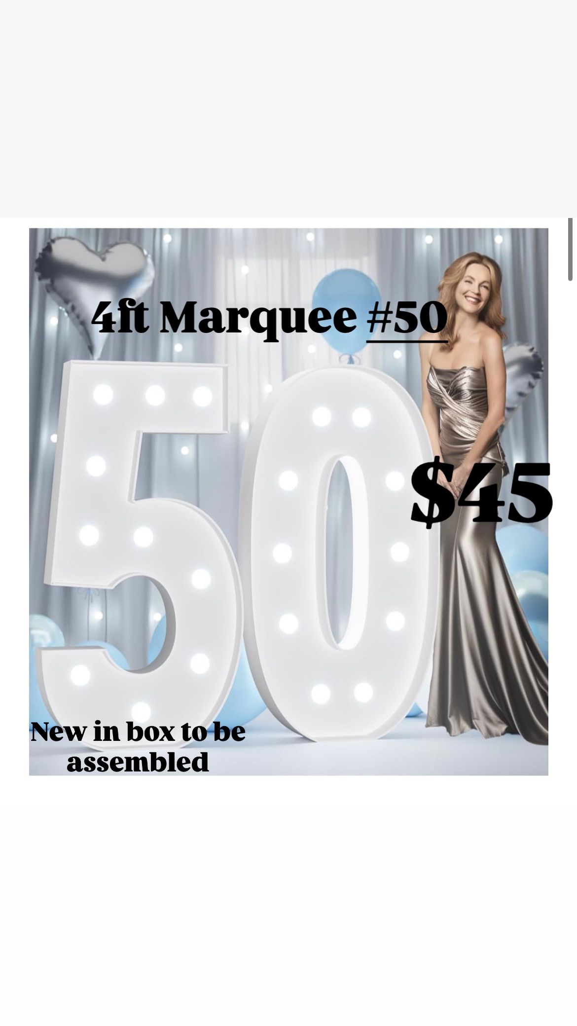 4FT Marquee Light Up Numbers, Marquee Numbers 4 Feet Tall with Cool White Light, Number 50 Light Up Number for Party 50th Birthday Anniversary Decorat
