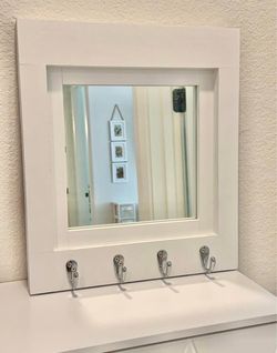 Entryway mirror with hooks