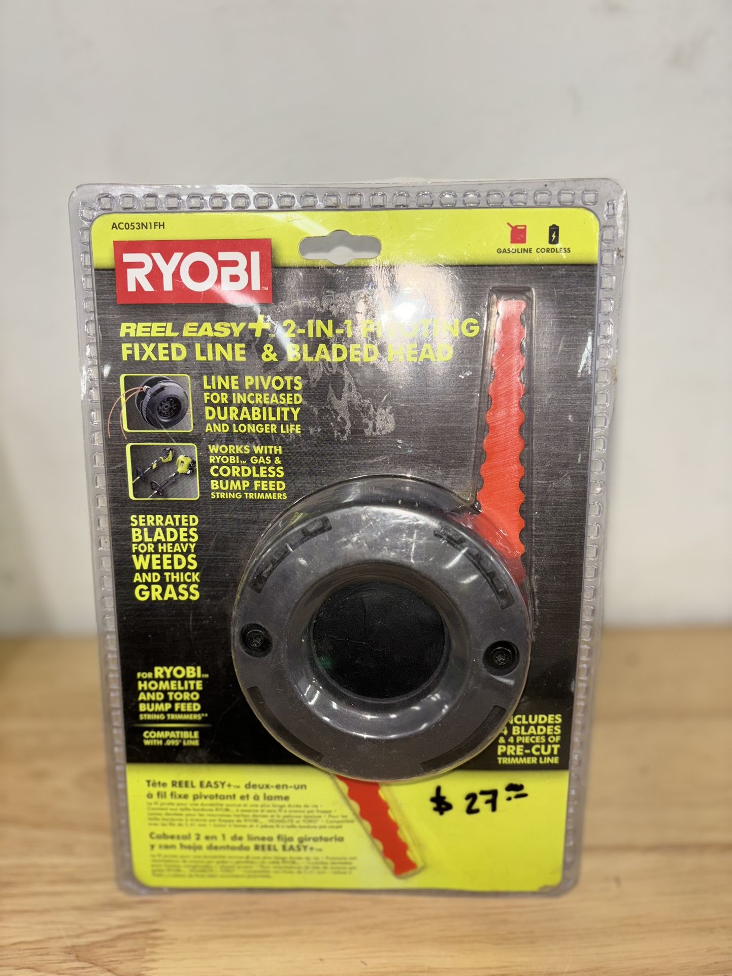 RYOBI REEL EASY+ 2in1 Pivoting Fixed Line and Bladed Head for Bump