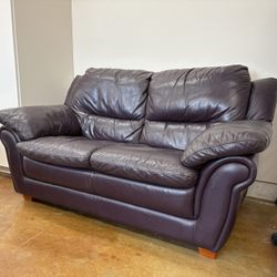 Leather Loveseat With Foot Stool