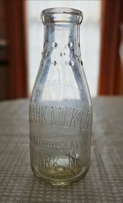 Vintage Newark Milk Co. 1 Quart Glass Bottle - Clear, No Chips