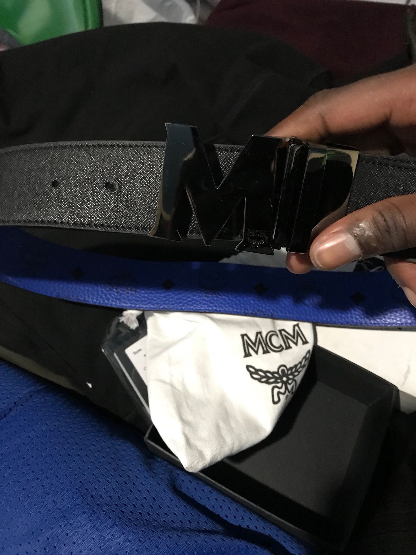 Blue reversible MCM belt size 32 for Sale in Oakland, CA - OfferUp