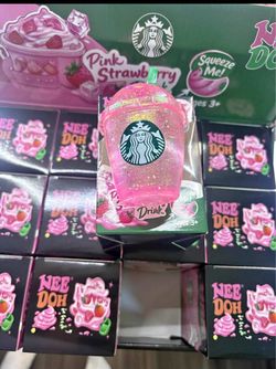 Nee Doh Starbucks Pink Strawberry Squeeze Toy