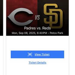 San Diego Padres Vs Cincinnati Reds Ticket