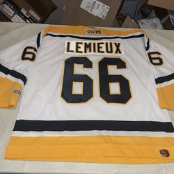 Nwt CCM Mario Lemieux Pittsburgh Penguins  NHL Jersey White Mic 90s Mens Xl