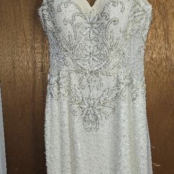 White Sequence Beaded Dress By Claries Collection 