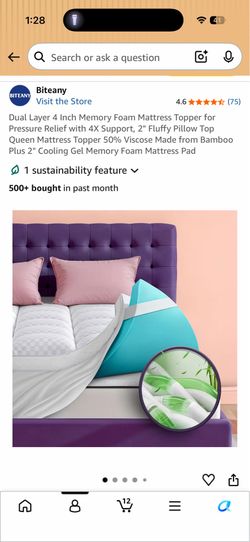 4” Memory Foam Mattress Topper Queen Size
