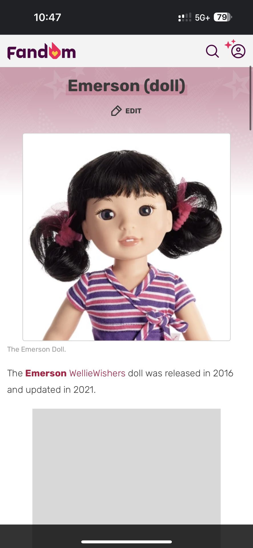 American Girl, Wellie wishers,  Emerson Doll Only 
