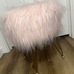 Pink Vanity Stool With Storage