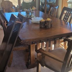 Large Red Oak Dining Table 