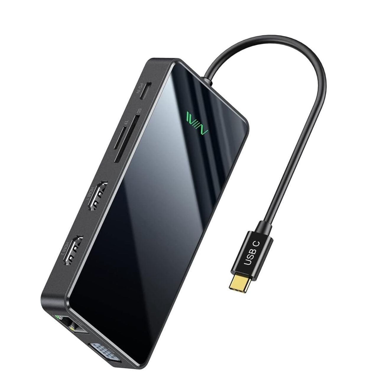 USB C Docking Station, IVIIN Quadruple Display Laptop Docking Station, USB C Hub Dual HDMI Monitor, Displaylink Dock Compatible with MacBook Dell HP L