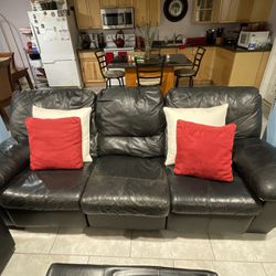 3 Piece Black Leather Couch Set