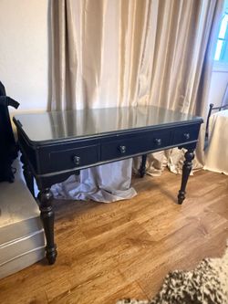 Bassett Wood Desk w/ Glass Top