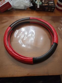 Route 66: Steering Wheel Cover Red and Black