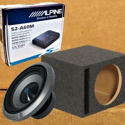 🚨 No Credit Needed 🚨 Alpine S Series Bass System Mono Amplifier 10" Dual Voice Coil Subwoofer Ported Box Package 🚨 Payment Options Available 🚨