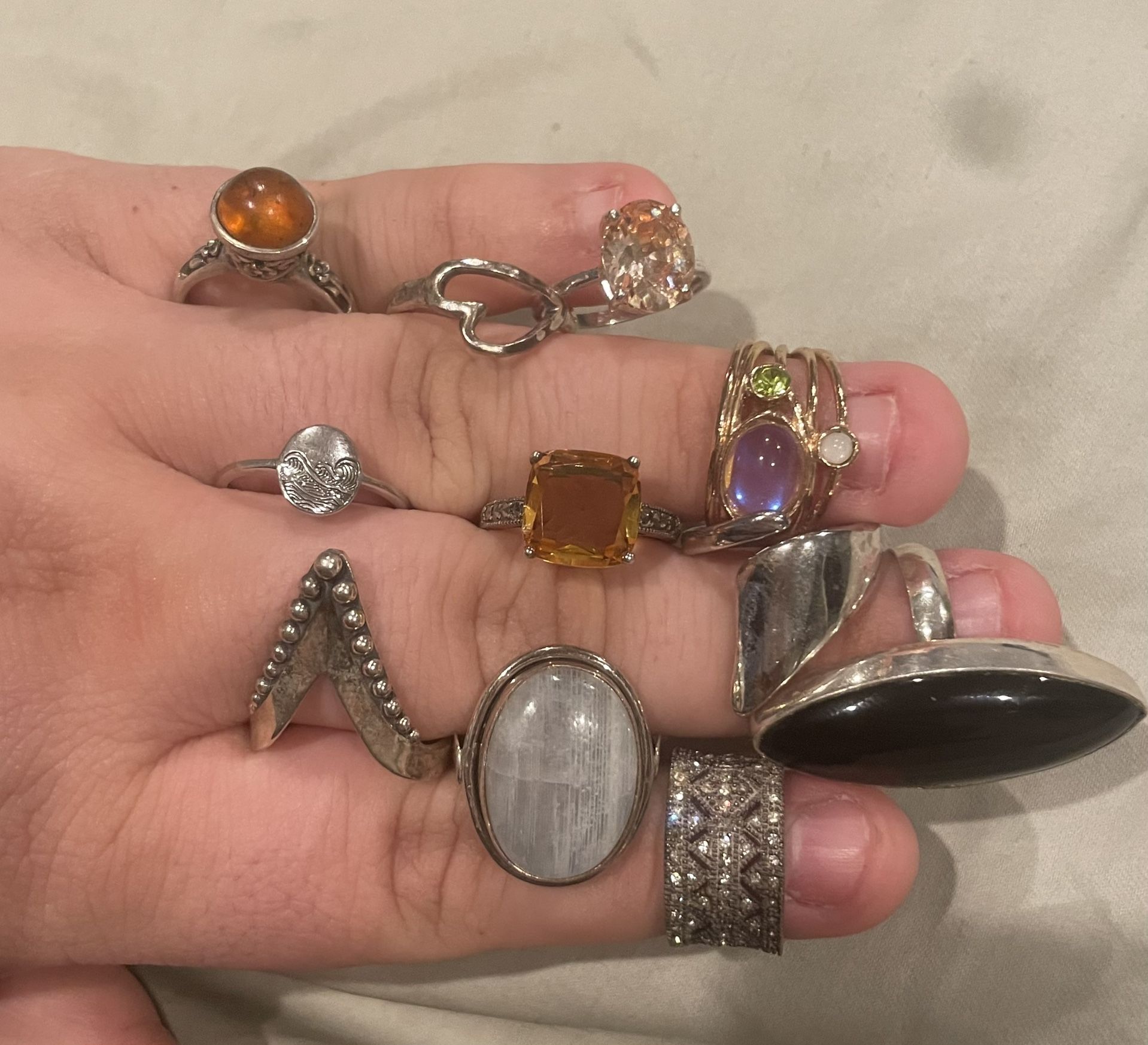 11 Sterling Silver Rings 925