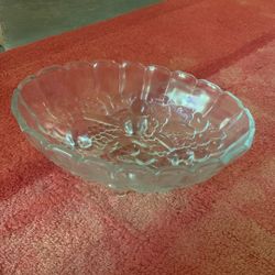 Vintage Indiana Glass Footed Oval Harvest Bowl