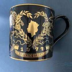 Wedgwood The Queen’s Silver  Jubilee Black Basalt Mug # 159 Of 500.