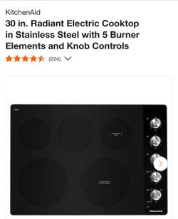 30 in. Radiant Electric Cooktop in Stainless Steel with 5 Burner Elements and Knob Controls