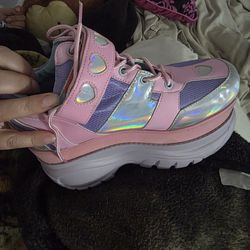 ✨💖 FOR SALE: Holographic Heart Platform Sneakers 💖✨
