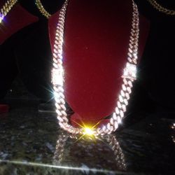 Red Rare Rose Gold Longer 26" Chain Lab Diamonds 