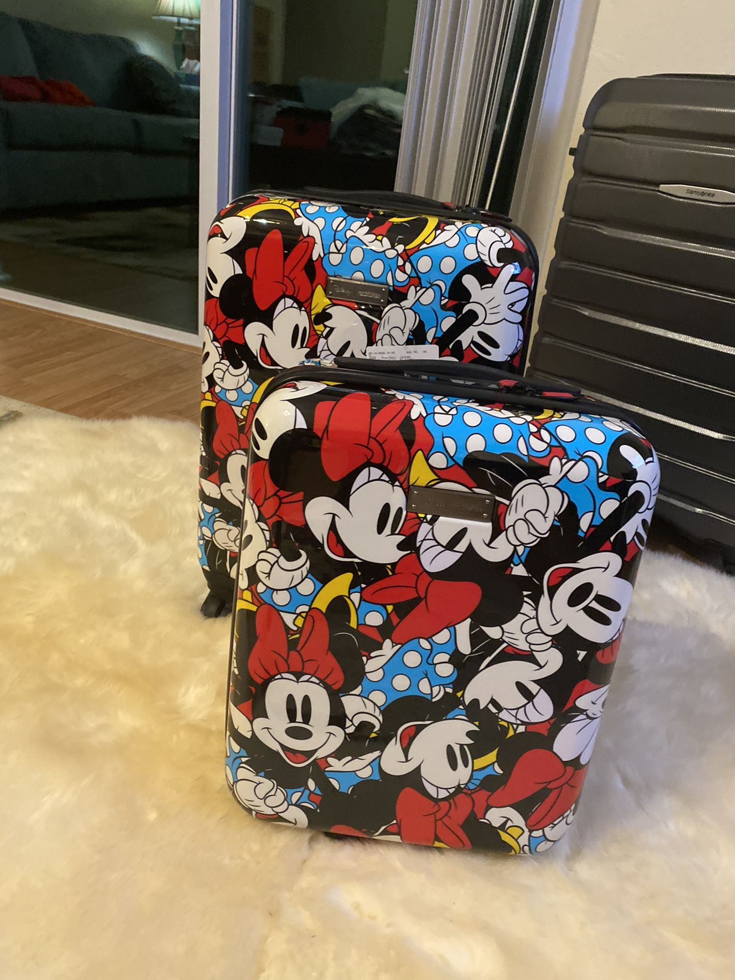 NEW Disney Minnie Mouse American Tourister 2-Piece 20" Spinner & 18" Underseater