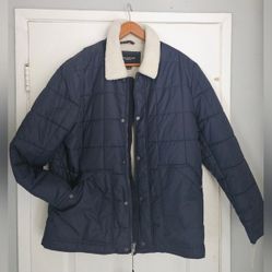 Men's Quilted Bomber Jacket Sherpa Collar Navy XL Andrew Marc 